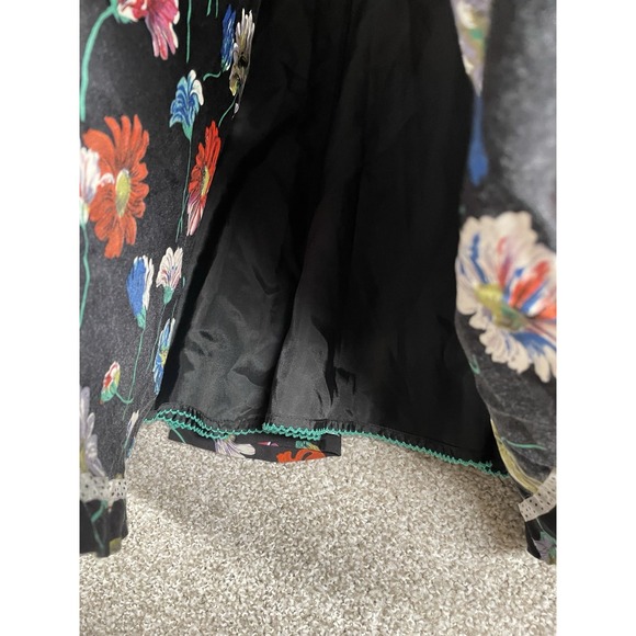 Moulinette Soeurs Anthropologie Black Motif Dress 10 Mini Floral Fit Flare NWT - Picture 6 of 15